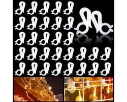 SnelShoppen - Pack van 80 Plastic Kerstlicht Clips, Gutter Haken, Herbruikbare Lichtbevestigingen voor Binnen en Buiten, Ideaal voor Kerst, Bruiloften