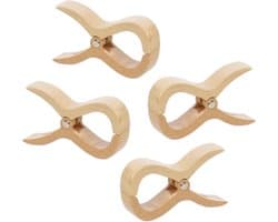 SnelShoppen - Houten Kledingknijpers 4 Stuks - Grote Houten Knijpers voor Handdoeken, Strandstoelen, Jacht, Kinderwagen, Wasaccessoires, Multifunction