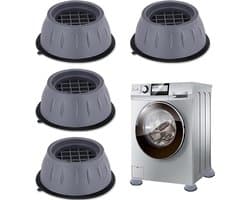 4 Stuks Trillingsdempers voor Wasmachines - Antivibratiepads voor Wasmachine - Geluidsdempende Rubberen Voetjes - Antislip, Schokabsorberend en Geluidsdempend - Universele Wasmachine en Droger - Voor Alle Soorten Meubels - Grijs