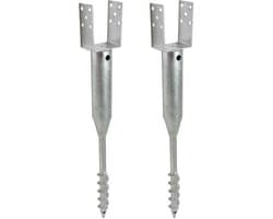 TRUTZHOLM Grondbus 10x10 cm om te Schroeven Set van 2 - U-Profiel Grondanker 86.5cm - Thermisch Verzinkt Paalhouder 100mm