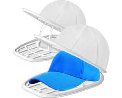 Set van 2 - Hoedenrek - Hoedenrek voor de wasmachine - Houder voor het wassen van baseballpetten - Hoedenbeschermer - Inclusief netzak - Hoedenwaszak - Behoudt effectief de vorm van de hoed - Eén maat - Wit