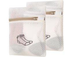 Wasmachine waszakken set van 2, mesh netzakken voor delicate kleding, ondergoed, sokken en beddengoed, 18 x 20 + 40 x 50 cm