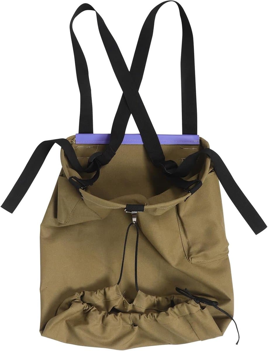 Canvas Tuinschort - Plukzak Schort - Fruit Plukken - Stalen Ring - 62.5 x 47 cm - Khaki — afbeelding 1