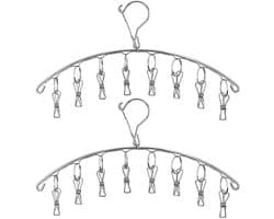 Thijox - Roestvrijstalen Kledingdroogrek Hanger met 8 Clips - Ondergoedhanger voor Sokken, Handdoeken, Luiers, Baby- en Kinderkleding, Handschoenen -