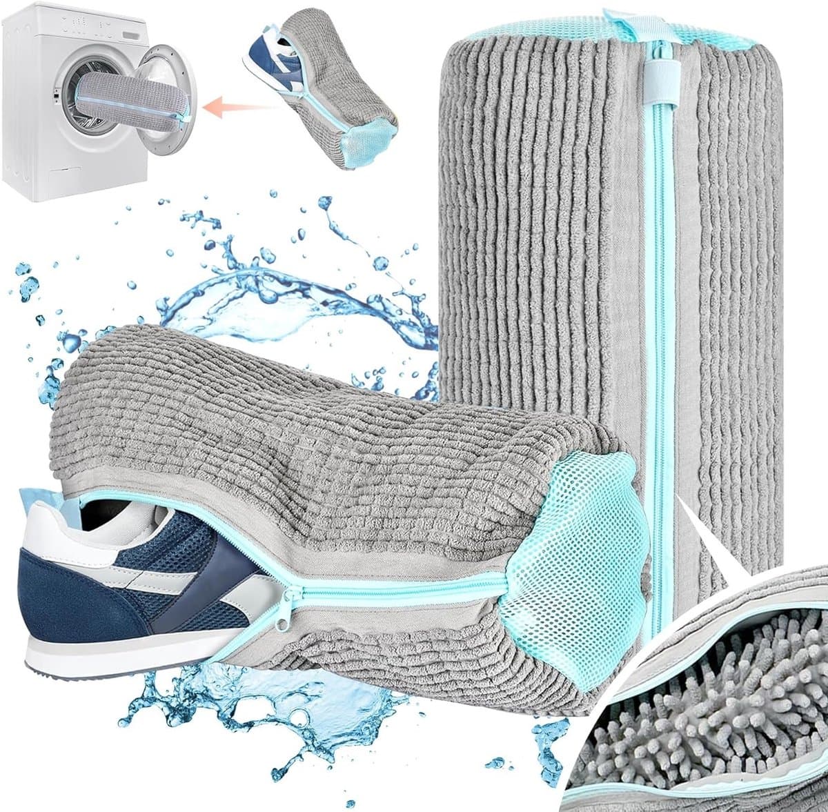 Herbruikbare Waszak voor Schoenen, 2 Stuks, Mesh Tas voor de Wasmachine, Ideaal voor Sneakers en Sportschoenen, 39 x 19 cm, 360 Graden Verstelbaar — afbeelding 1