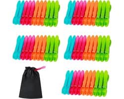 Set van 60 Kledingknijpers zonder Print met Sterke Buitenring - Extra Sterke Antislip Kledingknijpers voor Waslijn of Droogrek