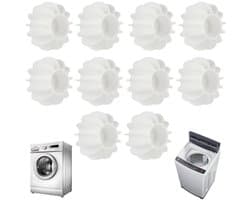 10 stuks - wasballen - Siliconen wasballen - Anti-klit wasballen - Droogballen - kleding anti-wirwar - Houdt kleding schoon - Herbruikbaar - Wit - 4,5 x 3 cm - Geschikt voor wasmachines en drogers