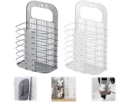 2 stuks Opvouwbare manden - Wasmand - Speelgoedmand - Toiletartikelenmand - Badkamerwasmand - Hangende opvouwbare mand - Inclusief haken - Voor vuile was, speelgoed, toiletartikelen, schrijfwaren, groenten (36,6*23,3 cm - Diverse kleuren)