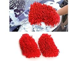 2 stuks microvezel handschoenen, chenille-washandjes, krasbestendig, zacht, absorberende reinigingsset voor auto