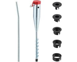 grondanker parasols en droogmolens, grondpen met adapters, 25-55 mm, om in de grond te draaien, zilver-rood