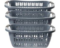 Set van 3 grote grijze wasmanden 55 x 37 x 20 cm: uw multi-talent voor orde en comfort