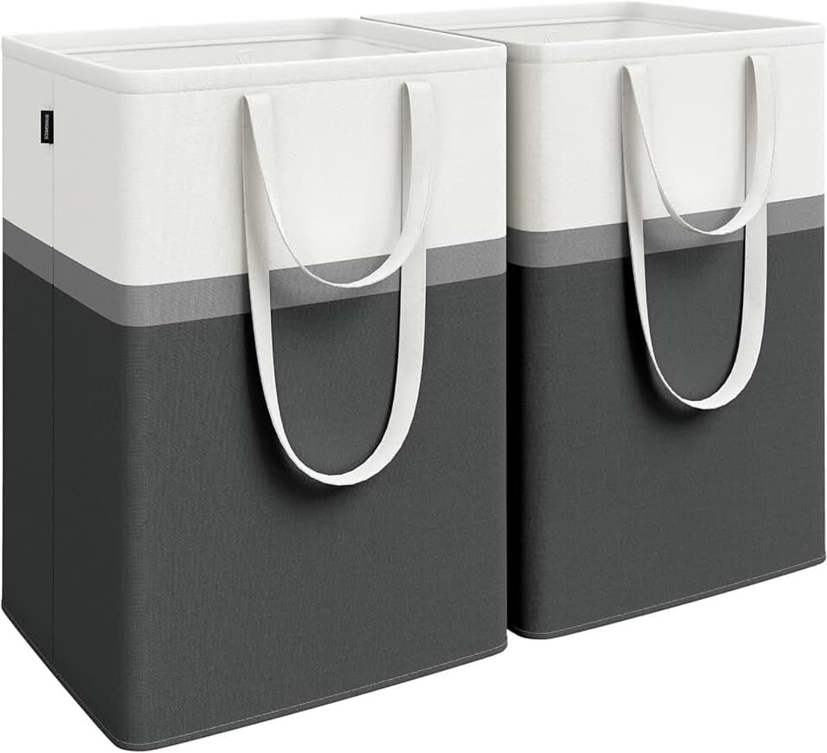 Set van 2 wasmanden, opvouwbare wasmanden, waszakken van 110 liter met korte en lange handgrepen, gemakkelijk te dragen en schoon te maken, vrijstaand, inktzwart LCB210B01 — afbeelding 1