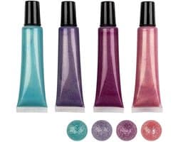 Mit Herz Parelstiftset metallic, 4 pennen à 25 ml, parellook voor papier, textiel, (roze, lila, mint)