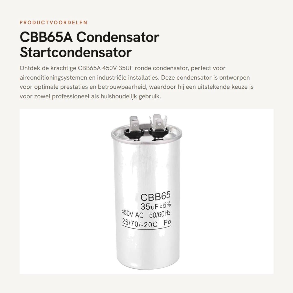 Dailygoods - CBB65A Condensator - Startcondensator - Waterdicht en betrouwbaar - Ronde vorm - 35UF capaciteit - Ideaal voor airconditioning en industr... — afbeelding 1