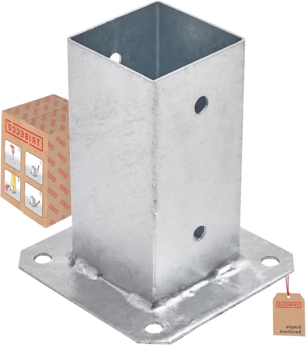 Grondanker met Plaat - Paalhouder Houtanker - Constructie Verankeren - Verzinkt Staal - 71 x 71 mm - Zwart — afbeelding 1