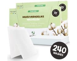 Mr. Green Mind Wasstrips ECO 240 Wasbeurten Fresh Linen Wasmiddel Milieuvriendelijke Wasstrips Wasmiddel Voordeelverpakking incl. wasverzachter