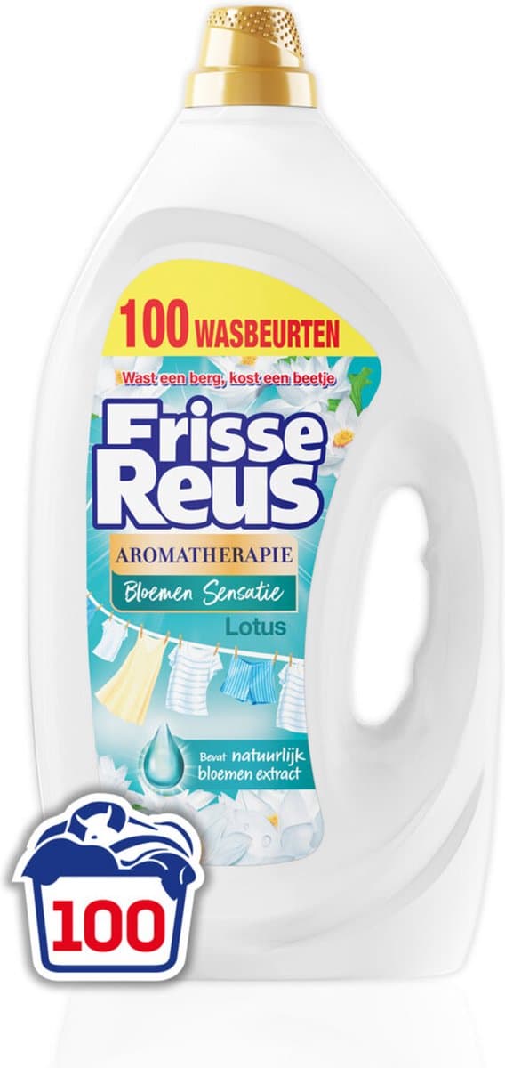 Frisse Reus Gel Lotus - Vloeibaar Wasmiddel – Witte Was – Grootverpakking - 100 Wasbeurten — afbeelding 1