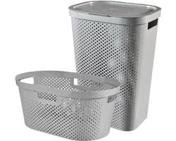 Curver Infinity Recycled Wasmand met deksel 60L + Wasmand 40L - Grijs — afbeelding 1