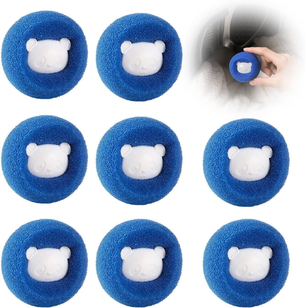 Dierenhaarverwijderaar voor wasmachine - 8 stuks - herbruikbare pluisballen - kattenhaar en hondenhaar verwijderen - kleding en dekens schoonmaken — afbeelding 1