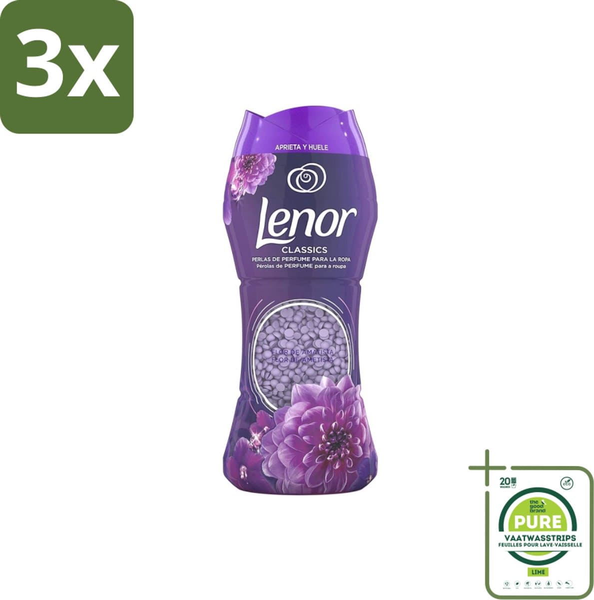 3 x Lenor Unstoppables – Geurbooster – Amethyst – 210 g - Grootverpakking - Geurbooster Was - Wasgeur - Wasgeur Intens - Wasgeur Langdurig - Wasgeur Amethyst — afbeelding 1