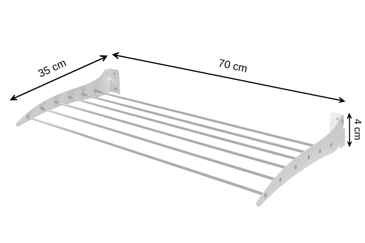 Opklapbaar Wasrek - Wanddroogrek - 70 cm - Wit - Inklapbaar - Roma — afbeelding 1
