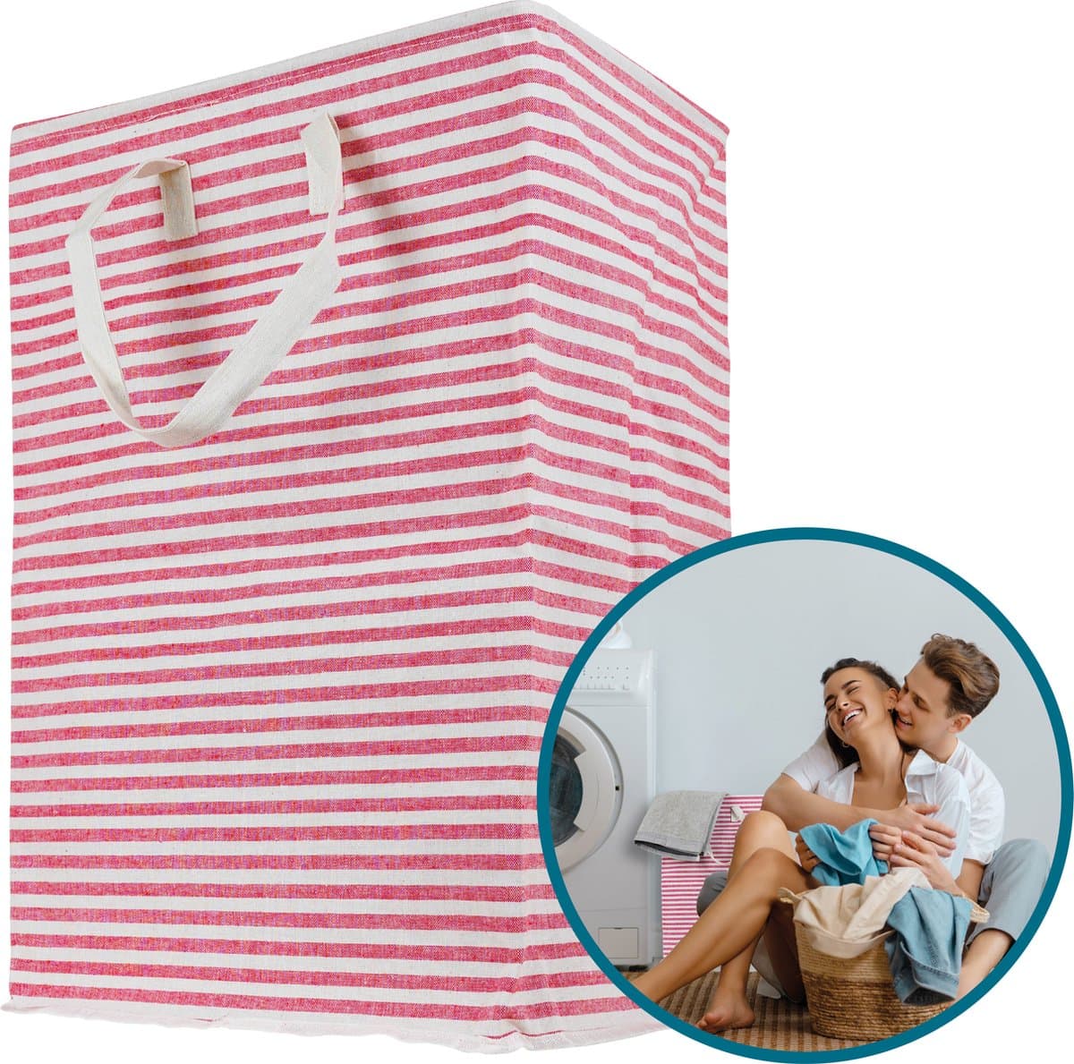 Trendyblend® Wasmand Katoen & Opbergmand – Wasmand Opvouwbaar – Wasbox 72 L – Wasmand Staand - Waszak — afbeelding 1