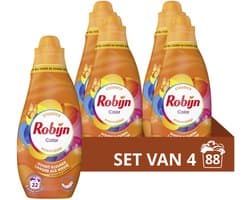 Robijn - Vloeibaar Wasmiddel - Klein & krachtig - Color - 4 flessen - 88 wasbeurten - Voordeelverpakking