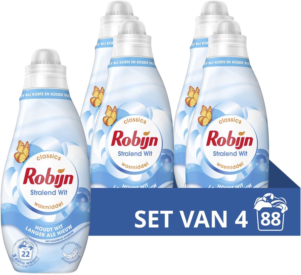 Robijn - Vloeibaar Wasmiddel - Klein & Krachtig - Stralend Wit -4 flessen -88 Wasbeurten - Vooordeelverpakking — afbeelding 1