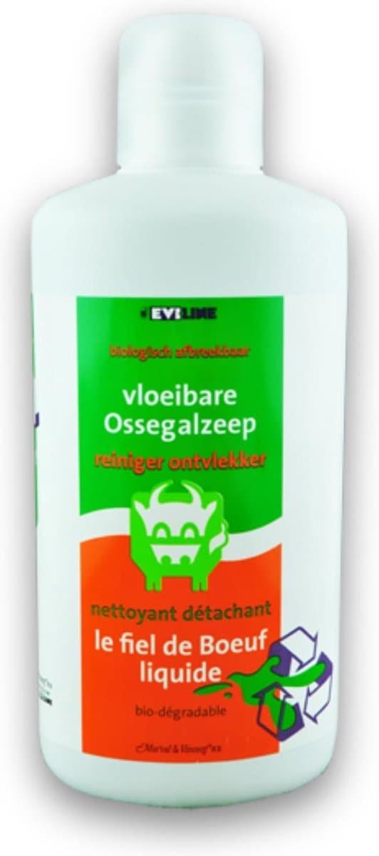 Ossegalzeep vloeibaar - 2 x 1 Liter - 1 fles EVI LINE OSSENGALZEEP Vloeibaar groen/oranje fles en 1 fles ossengal oranje — afbeelding 1