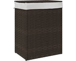 vidaXL - Wasmand - met - deksel - 46x33x60 - cm - poly - rattan - donkerbruin