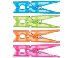 Wasknijpers - 96x stuks - kleurenmix fel - kunststof - groot formaat van 8 cm