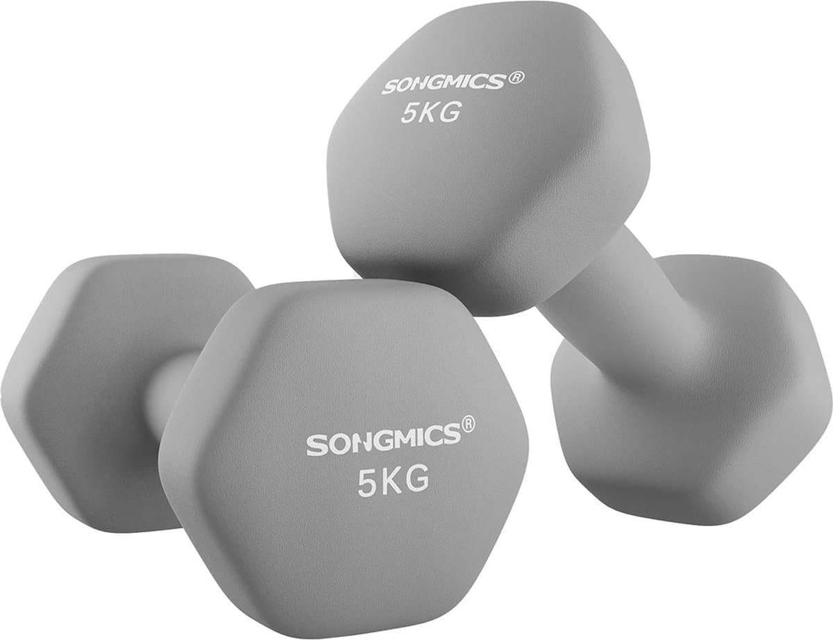 Dumbbellset van 2 - 2x5 kg -in stijlvol grijs — afbeelding 1