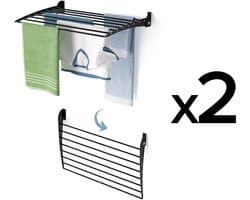 2x Foxydry Fold 82 cm DOWN - black - wasdroogrek wandmontage clicksysteem - neerwaartse sluiting - 82 x 50 x 10 cm — afbeelding 1
