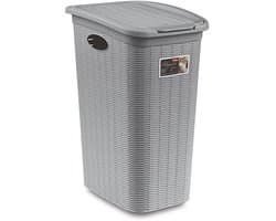 Wasmand met deksel 'Elegance' - 36 Liter - Met ventilatie - Handgrepen - Grijs