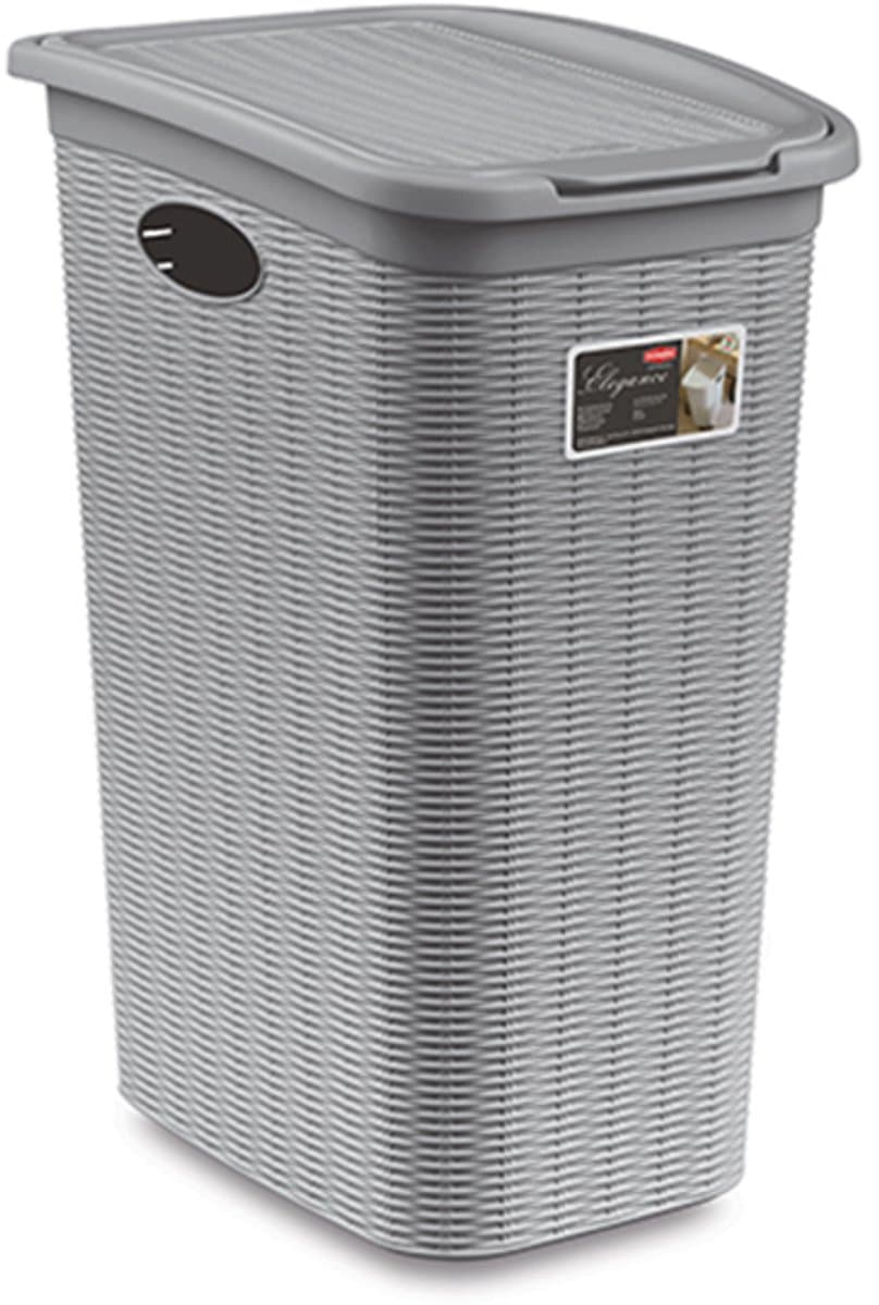Wasmand met deksel 'Elegance' - 36 Liter - Met ventilatie - Handgrepen - Grijs — afbeelding 1
