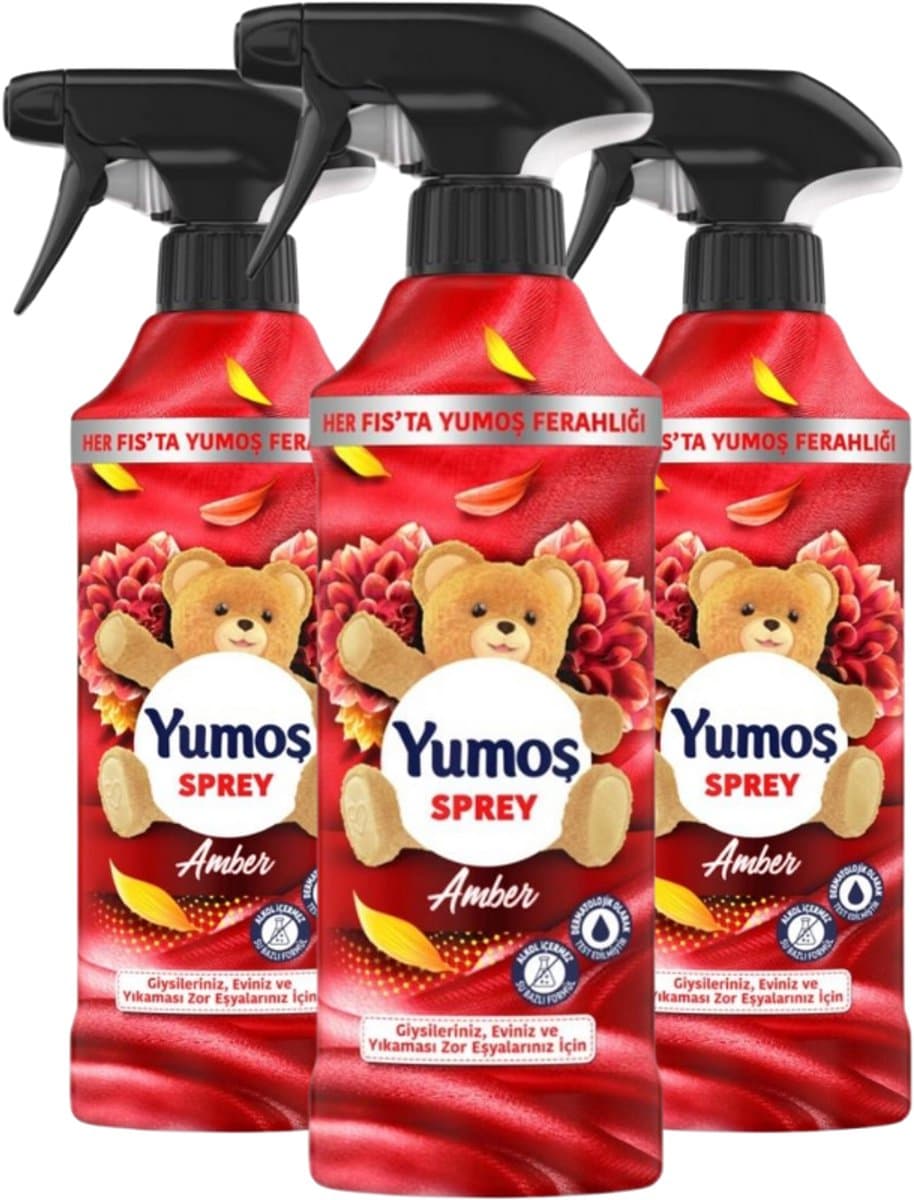Yumos Textielverfrisser Amber textielspray verwijdert geuren en laat een frisse geur achter - 3x 450ml — afbeelding 1