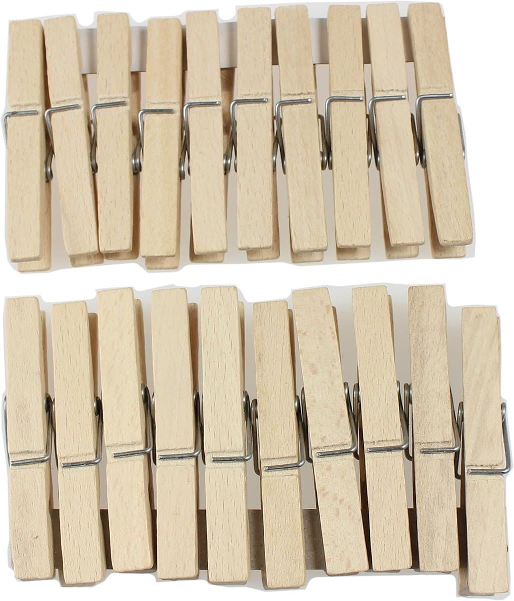 Houten Wasknijpers Set van 20 - Multifunctionele Clips voor Kleding, Ambachten en Tuin — afbeelding 1