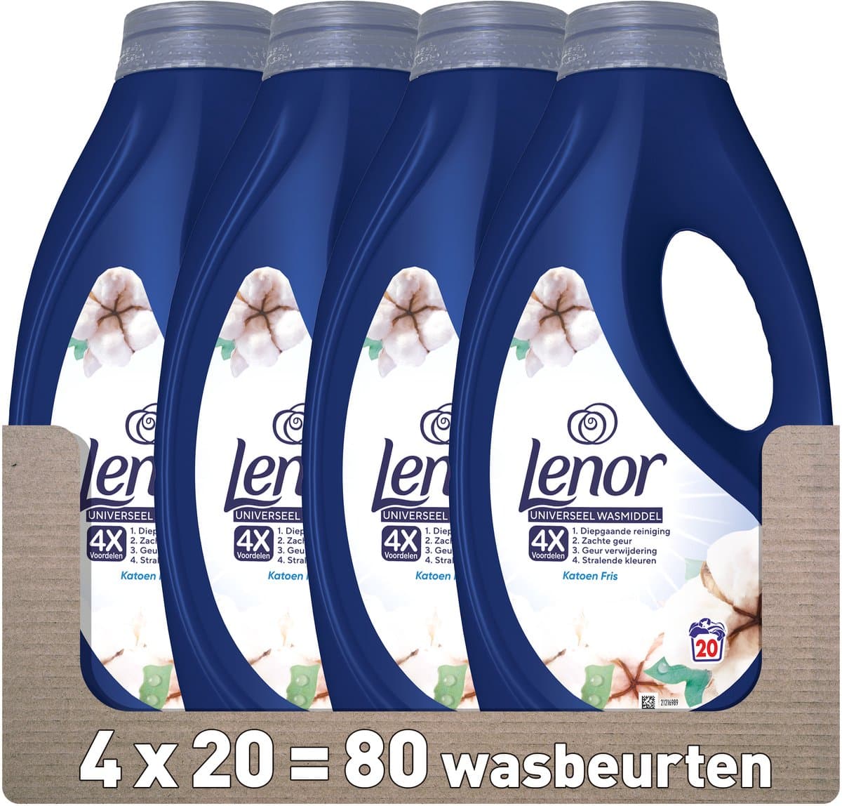 Lenor Vloeibaar Wasmiddel Katoen Fris - 4 x 20 Wasbeurten — afbeelding 1