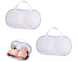 2-delige dames bh-waszak, bh-tassenset, met rits, geschikt voor de wasmachine, 32,5 x 12 cm (blauw)