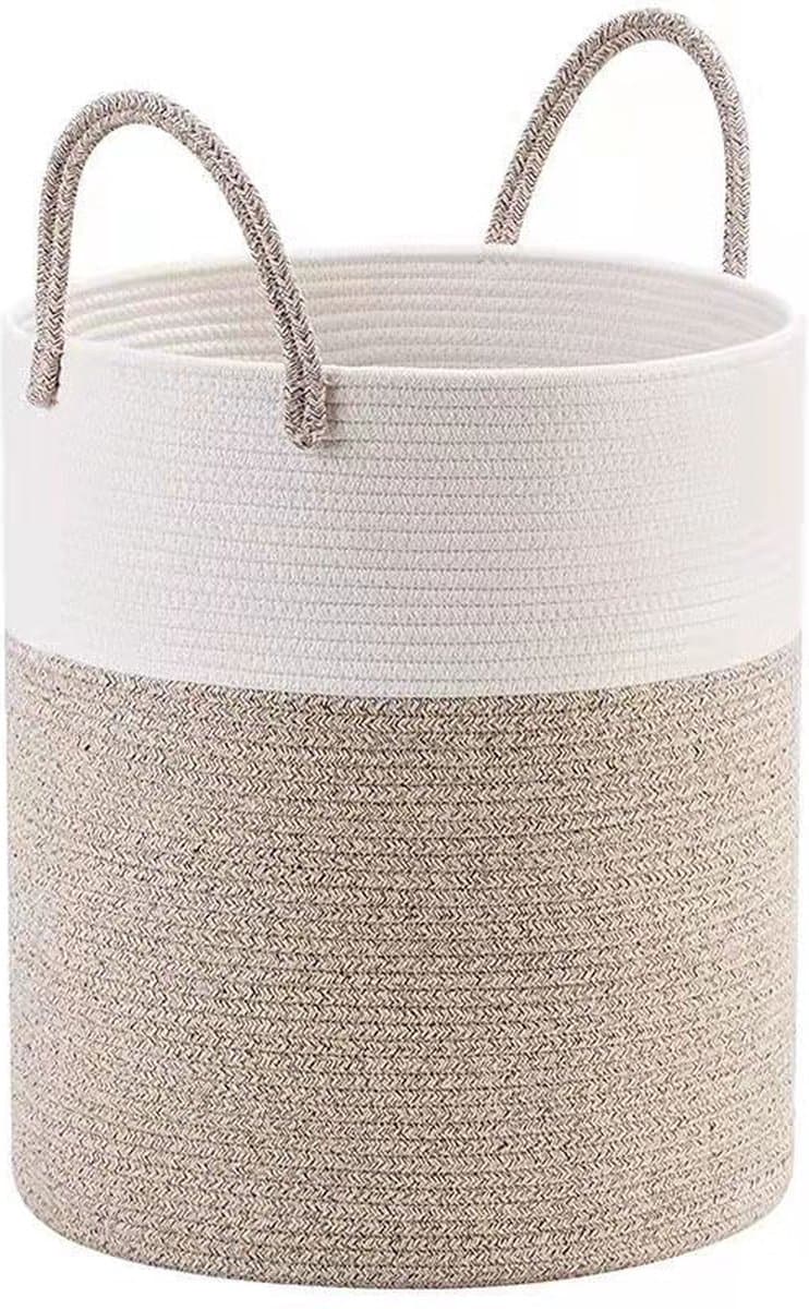 EDMONDO Wasmand Katoen - Opbergmand 52 ltr - Mand Rond met handvaten - Wasbox Opvouwbaar - Speelgoedmand — afbeelding 1