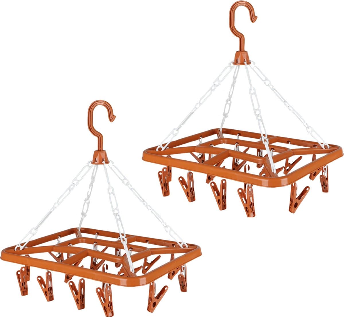 Urban Living Wasgoed droogcarrousel/droogmolen - 2x - 18 clips/knijpers - terra - kunststof - 31 x 33 cm — afbeelding 1