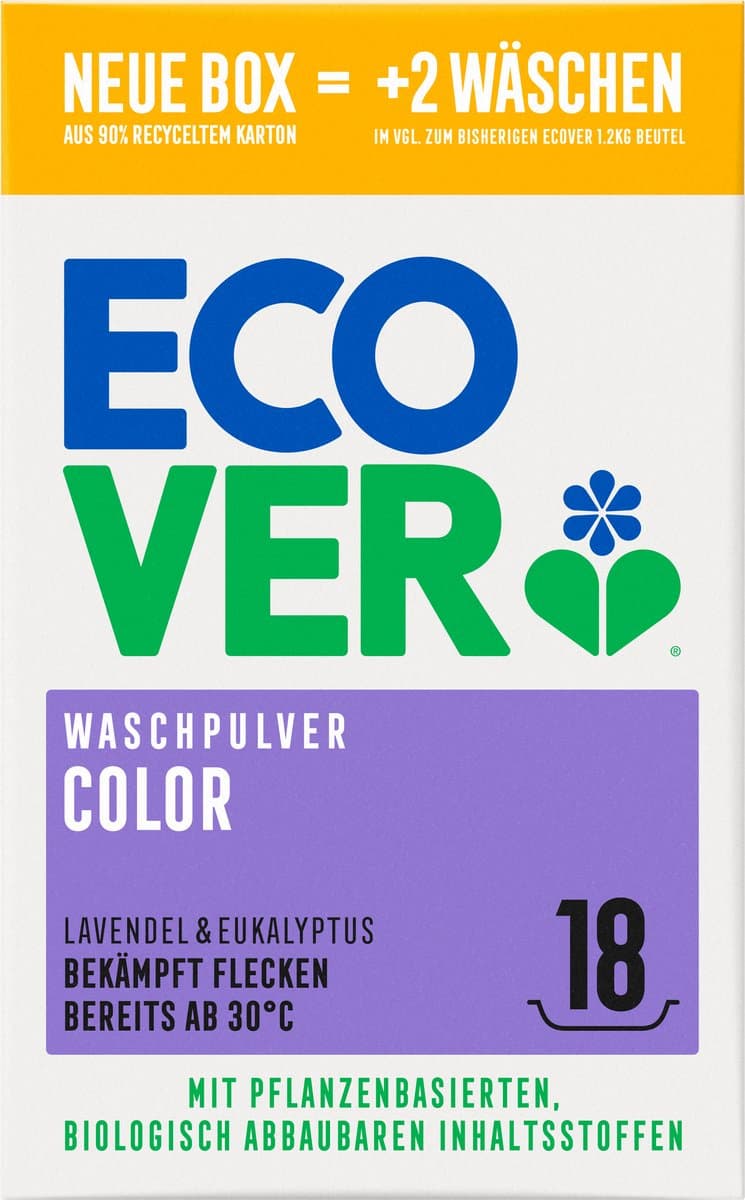 ecover Waspoeder Wasmiddel kleur, 18 wasbeurten — afbeelding 1