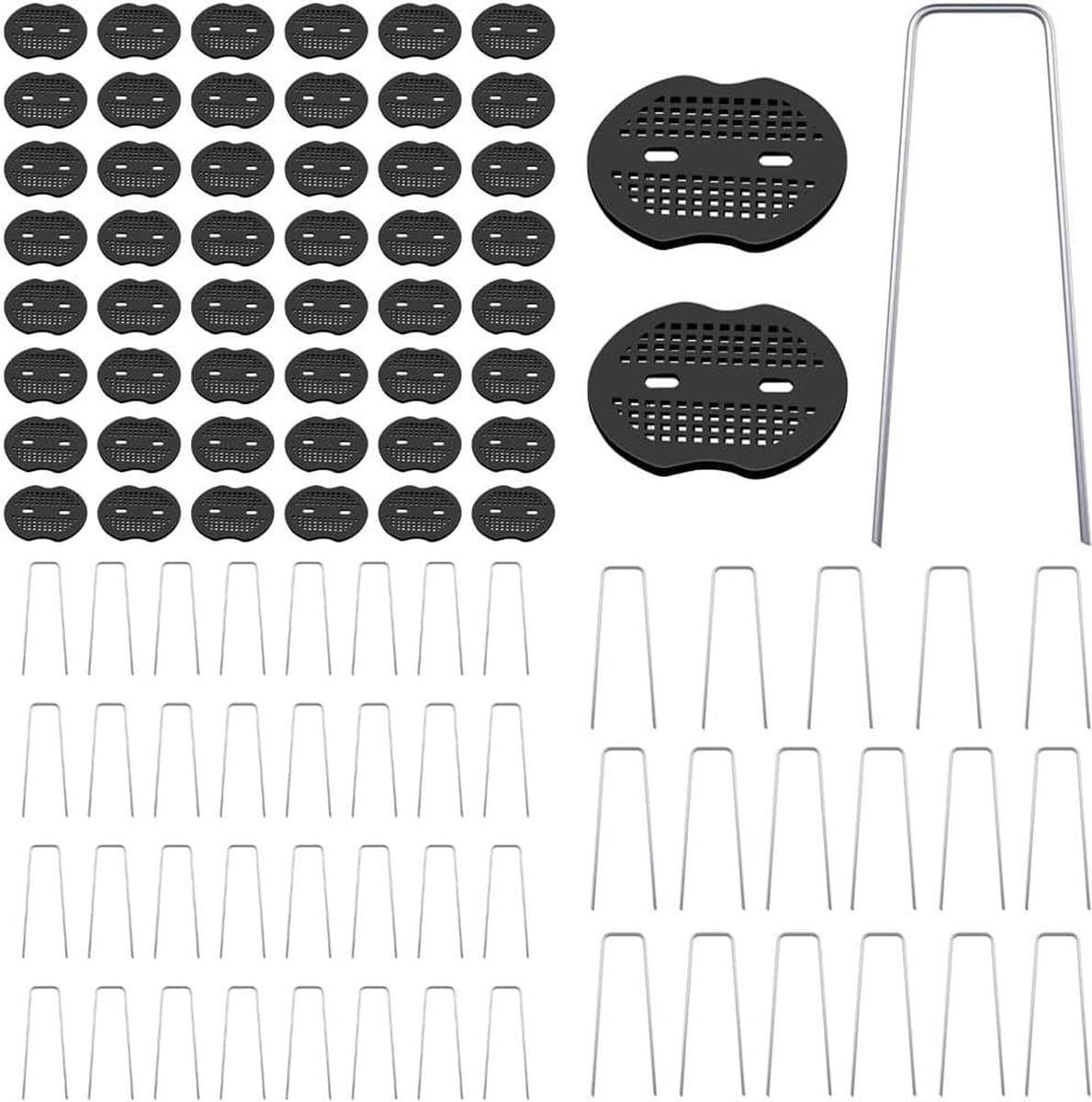 Stabiele grondankers voor onkruidvlies - 50 stuks + 50 sluitringen - 150 x 40 x 25 mm — afbeelding 1