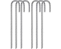 Zware J-haak wapening stakes - 6 stuks, verzinkt staal, grondankers voor tenten en trampolines