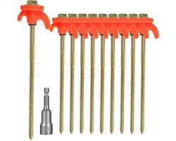 Draaibare tentharingen met schroefdraad - 10 stuks voor tent grondankers - Metaal - Picchschroefdraad