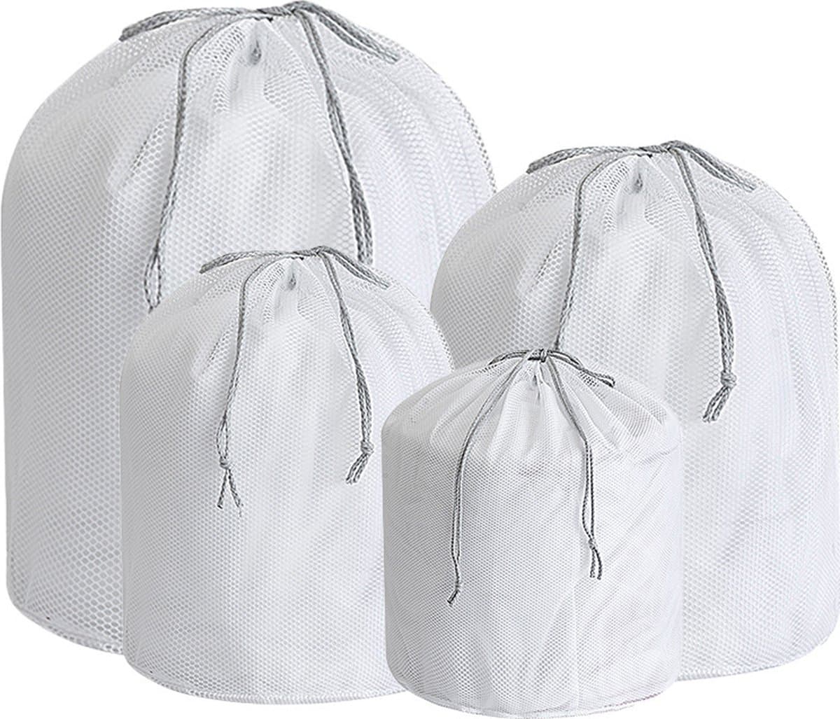 Waszakken - 4-pack waszakken met rits - Mesh waszakken voor wasmachines - Fijne mesh en grote mesh herbruikbare waszakken - voor delicate shirts, sokken, ondergoed, bh's, lingerie, babykleding - 70g grof gaas - zakken met trekkoord — afbeelding 1