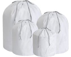 Waszakken - 4-pack waszakken met rits - Mesh waszakken voor wasmachines - Fijne mesh en grote mesh herbruikbare waszakken - voor delicate shirts, sokken, ondergoed, bh's, lingerie, babykleding - 70g grof gaas - zakken met trekkoord