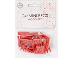 24 Mini houten knijpers Rood - Feest Thema Polaroid Foto Ophangen Klein Knijper