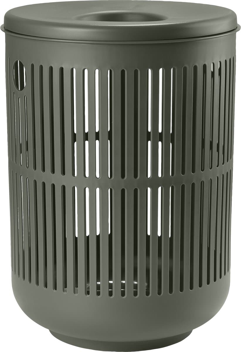 Zone Denmark Ume Wasmand met Deksel - 60 liter - Olive green (groen) - Kunststof - Ronde Wasmand met Hengsel - Wasbox of Opbergmand — afbeelding 1