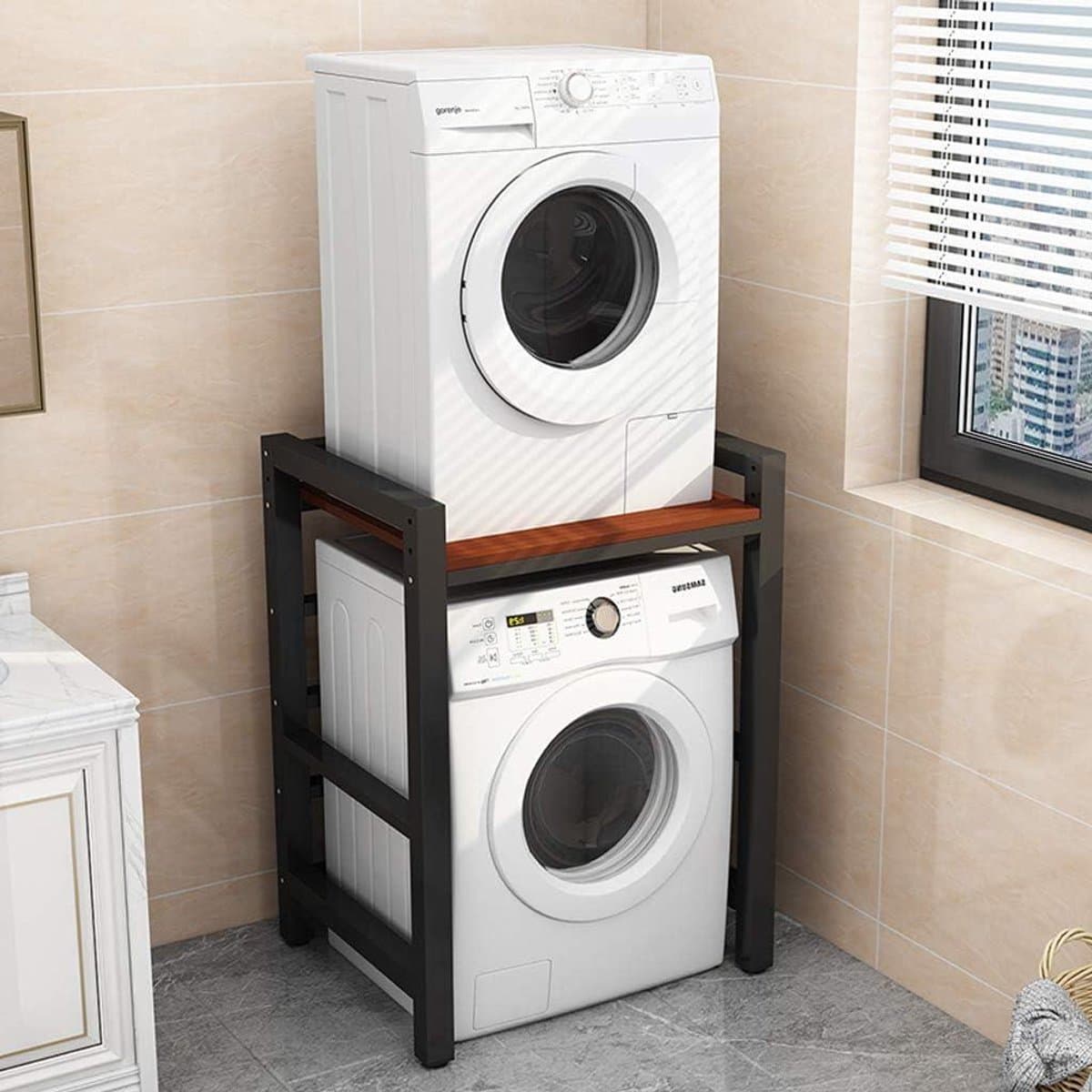 Opbergrek Wasmachine - Huishoudelijk rek - Ruimte Besparen - Sterk Koolstofstaal - 75 x 65 x 105 cm - Zwart — afbeelding 1